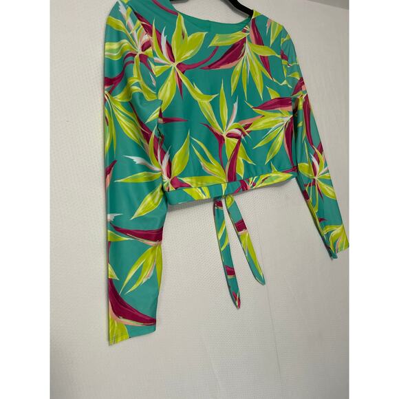 Old Navy Women's Green Rashguard Long Sleeve Swim Top and Matching Bottoms Large - Picture 4 of 12